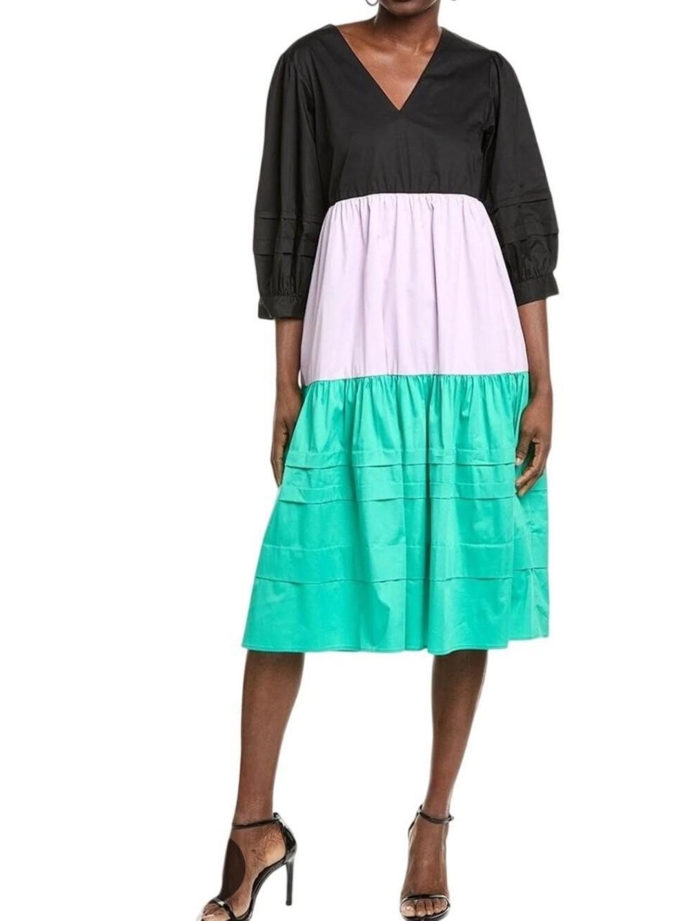 Crosby by Mollie Burch Wylie Dress - Black Purple Green Colorblock Tiers